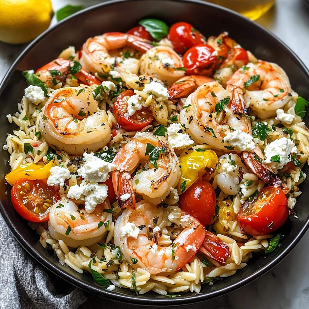 Lemon Feta Orzo Shrimp