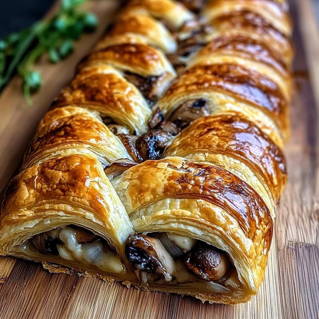 Savory Mushroom & Gruyère Puff Pastry Braid