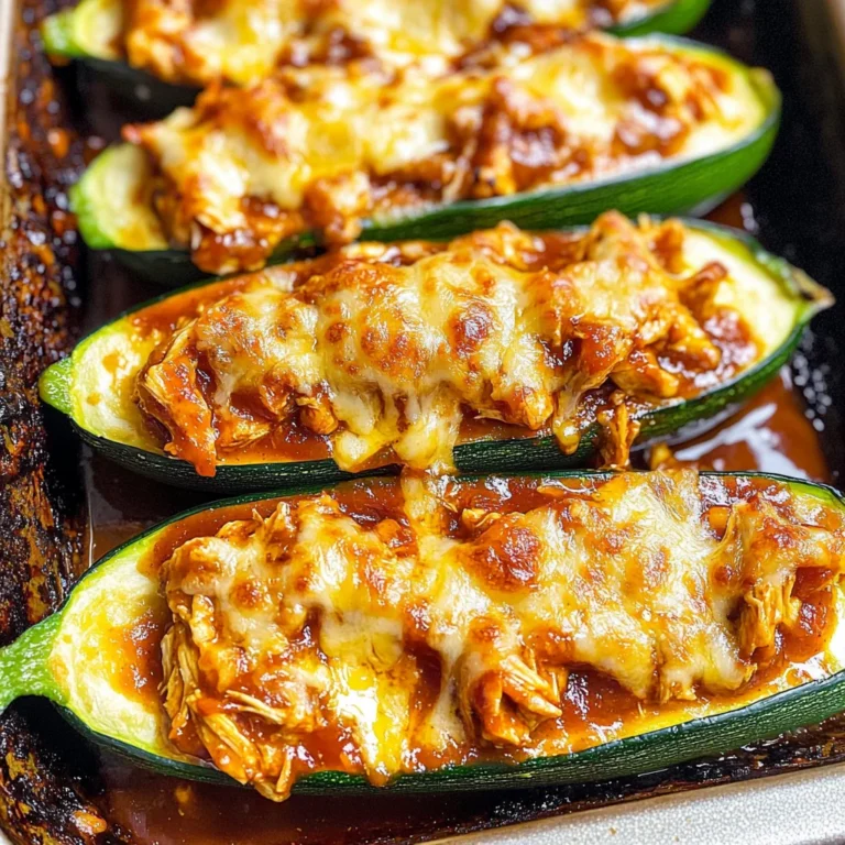 Sticky BBQ Chicken Zucchini Boats