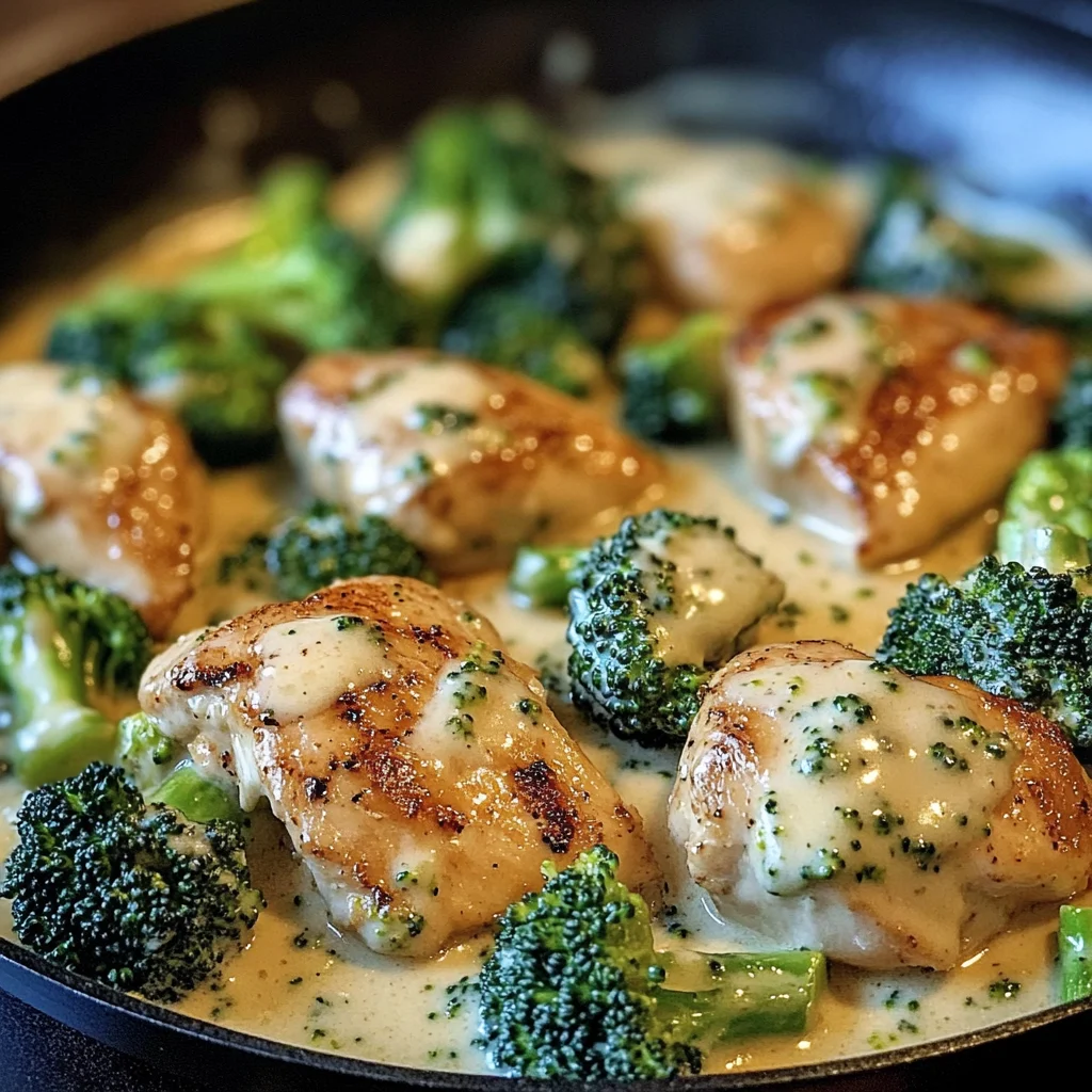 Creamy Garlic Chicken and Broccoli Skillet