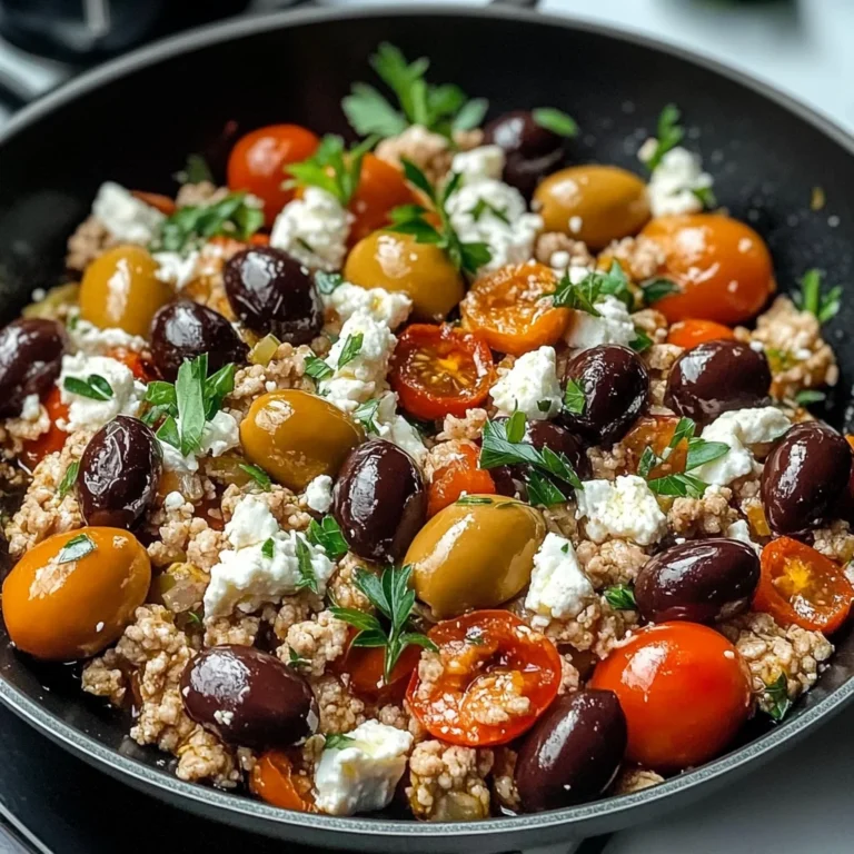 Mediterranean Keto Ground Chicken Skillet with Olives and Feta