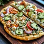 pizza topped with tzatziki sauce
