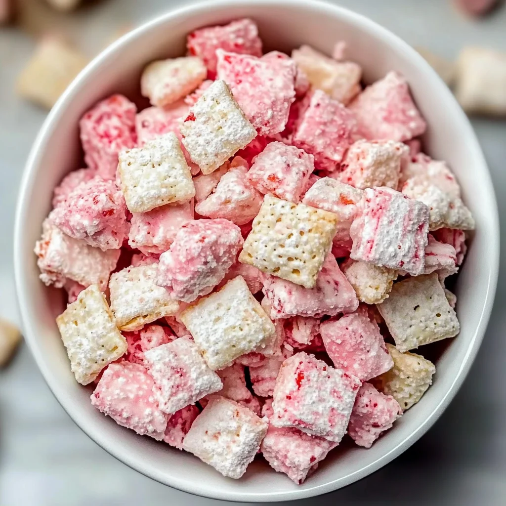 Easy Strawberry Shortcake Puppy Chow
