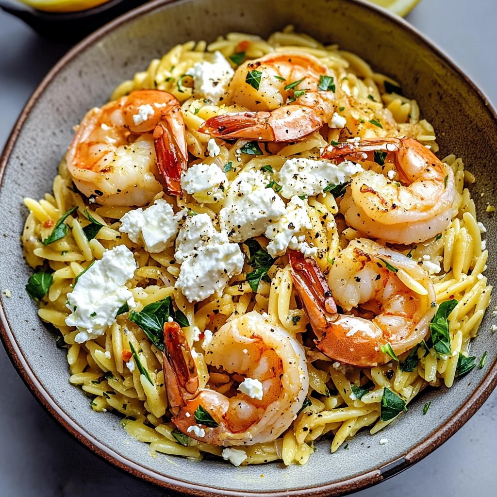 Lemon Feta Orzo Shrimp
