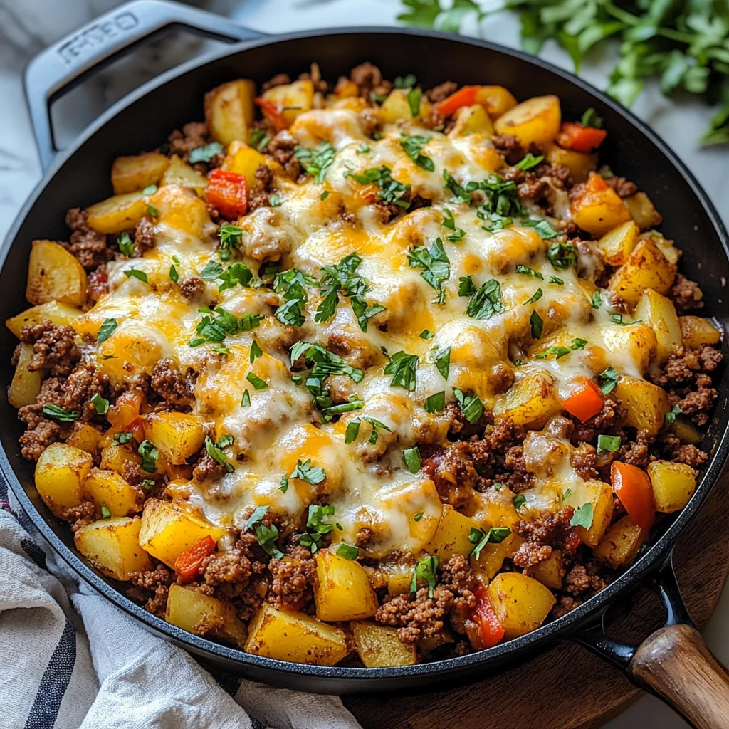 One-Pan Cheesy Meat & Potato Skillet
