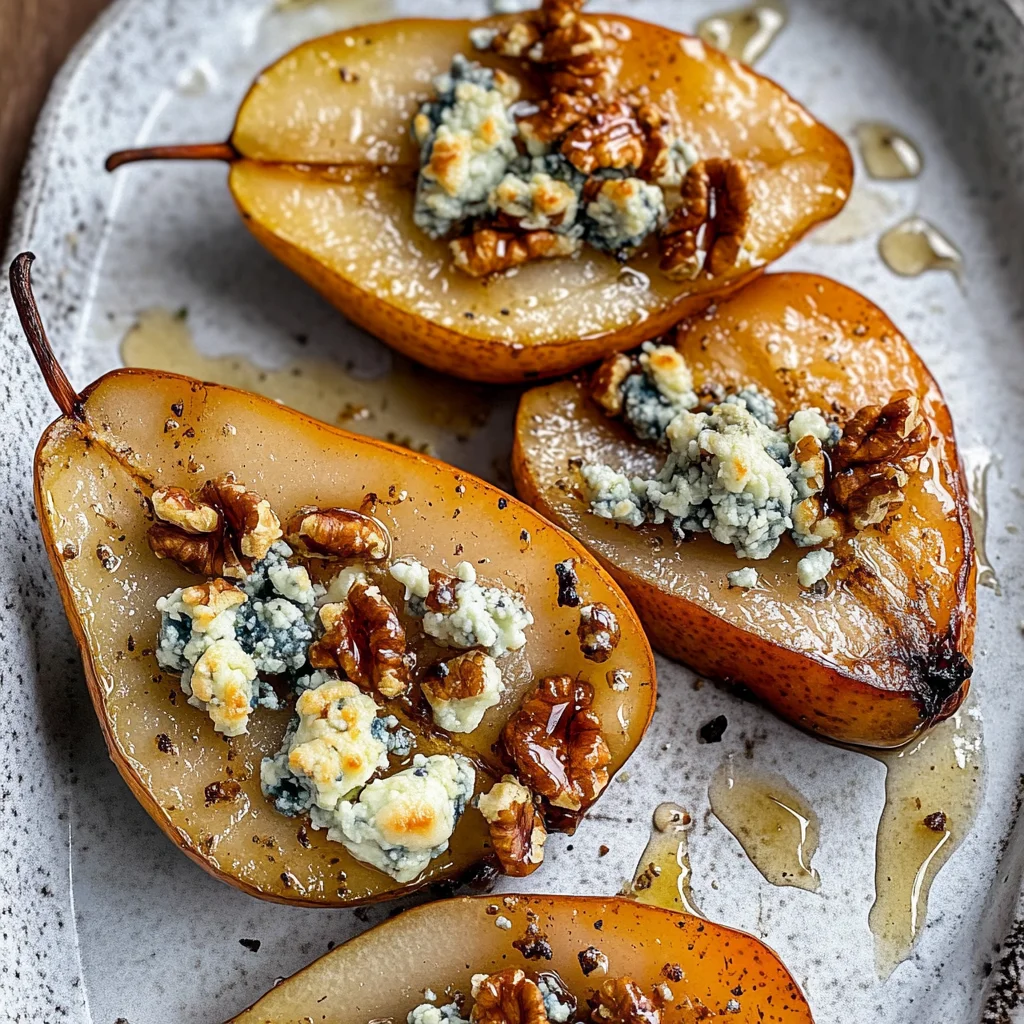 Roasted Pears with Blue Cheese, Walnuts and Honey Recipe
