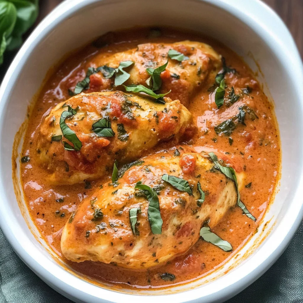 Slow Cooker Creamy Tomato Basil Chicken