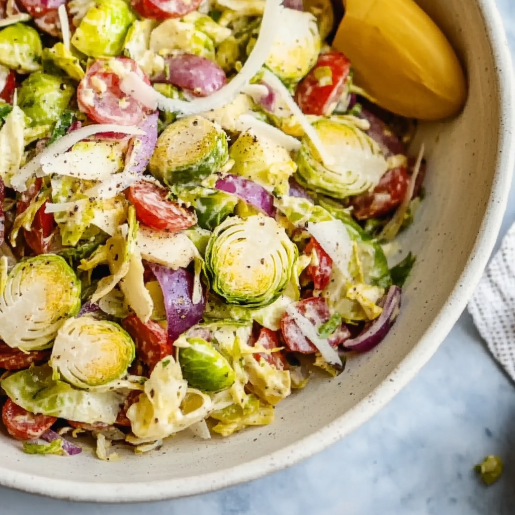 Italian Chopped Brussels Sprouts Salad