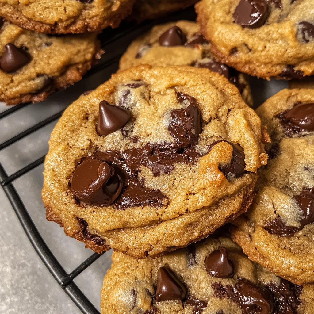 Gooey Bourbon Browned Butter Chocolate Chip Cookies