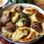 Pierogi and Meatball Skillet