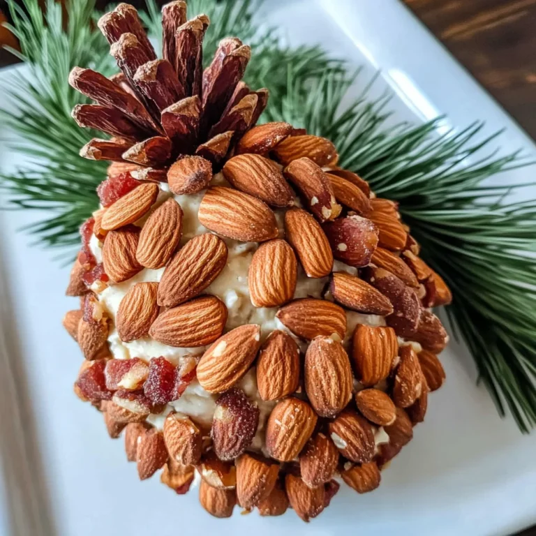 Pinecone cheeseball with almonds