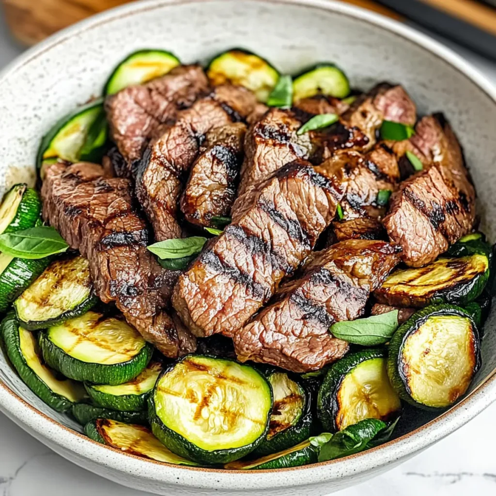 Grilled Steak Bowl with Zucchini