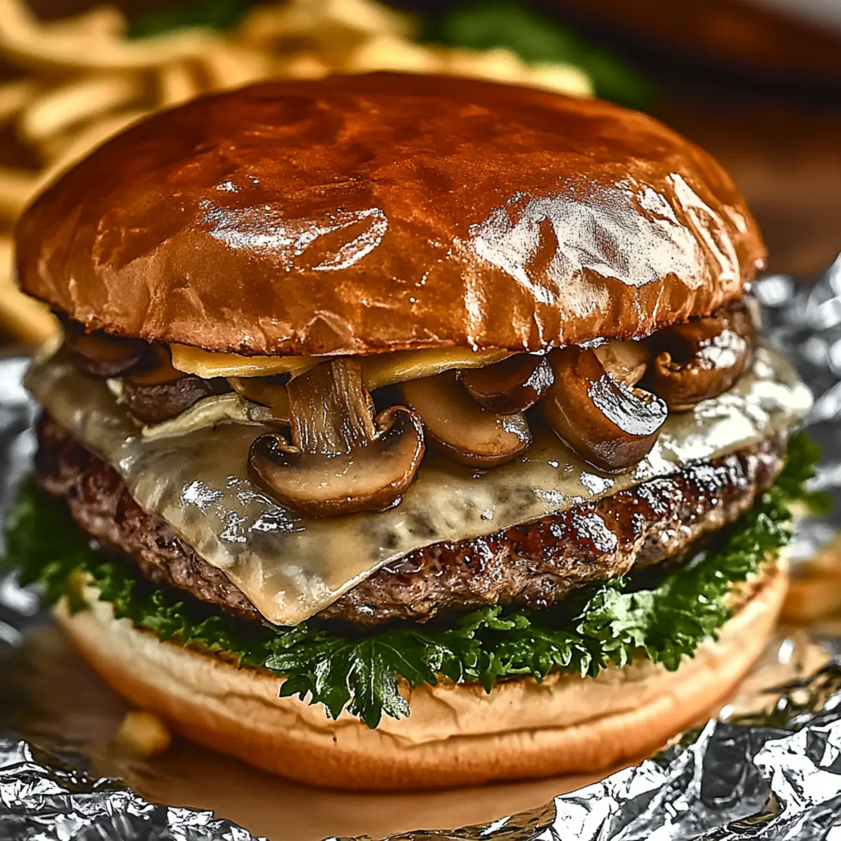 Mushroom Swiss Burger Foil Packets