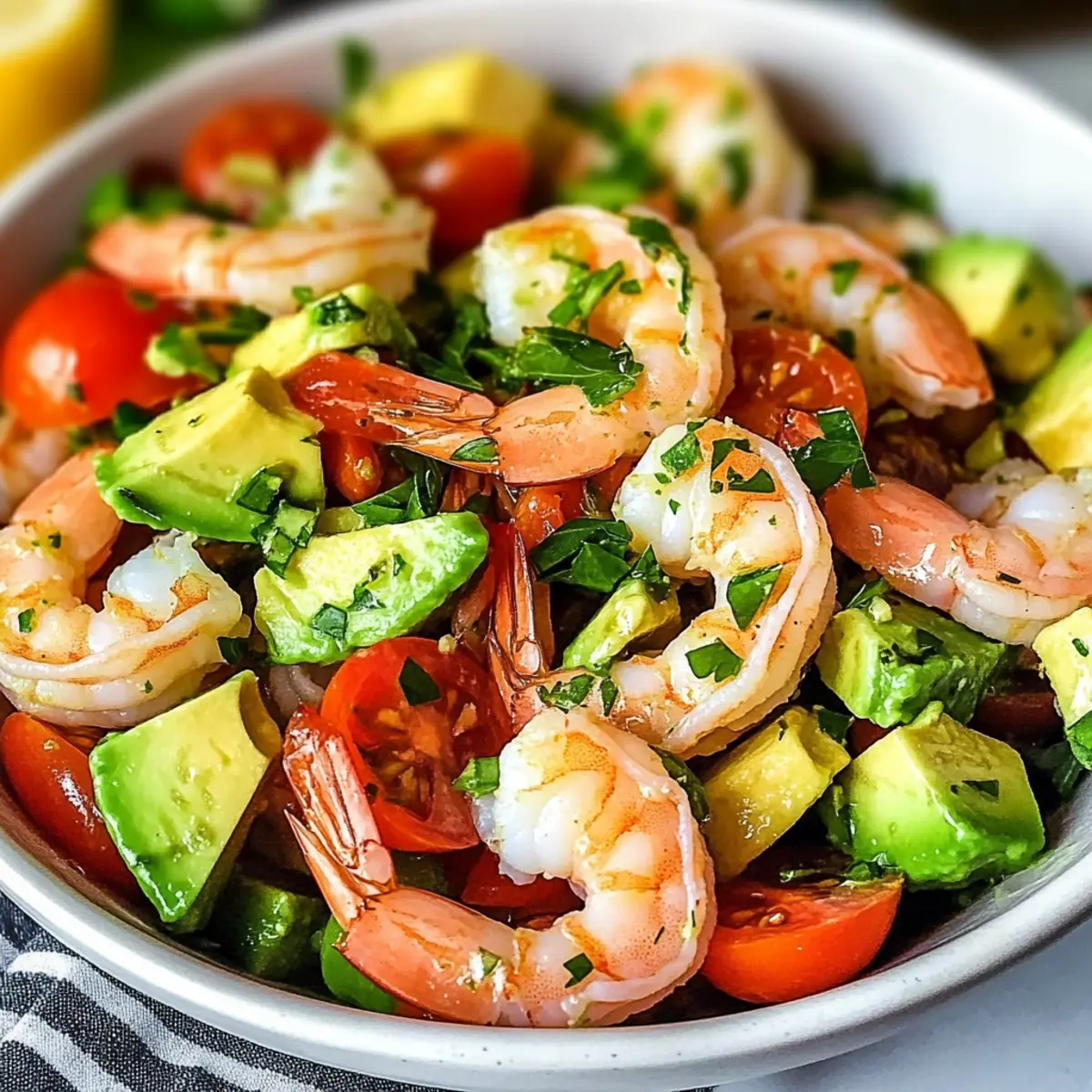 Lemony Shrimp Avocado Tomato Salad