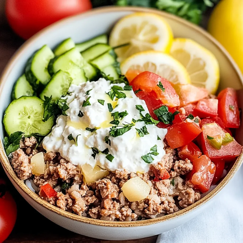 Greek Ground Turkey Rice Bowl