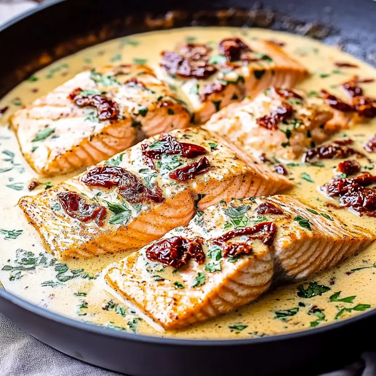 Pan Seared Salmon with Sun-Dried Tomato Cream Sauce
