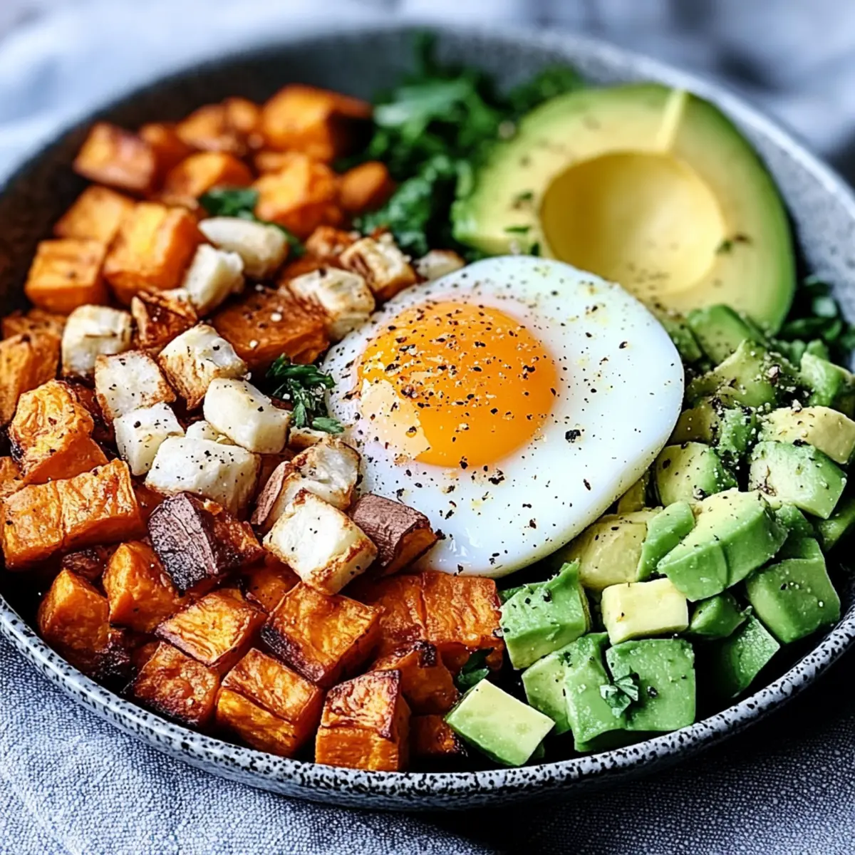 Avocado Egg Roasted Sweet Potato Bowl