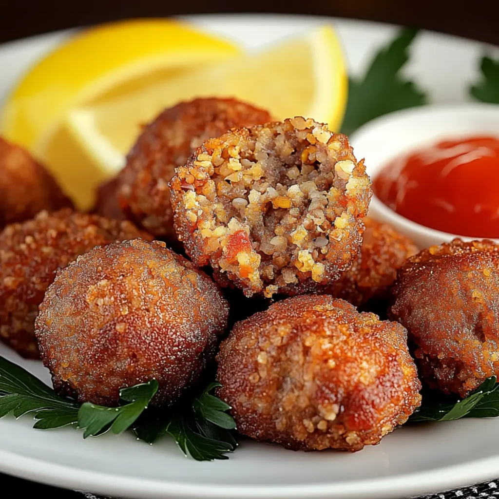 Crispy Bulgur Stuffed Meatballs