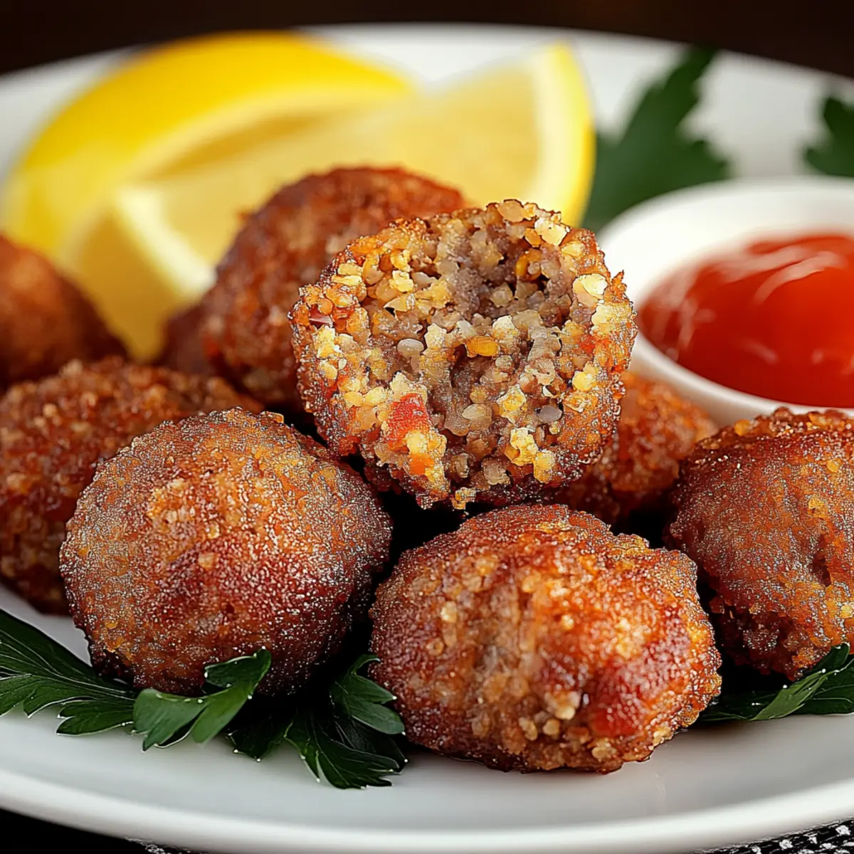 Crispy Bulgur Stuffed Meatballs