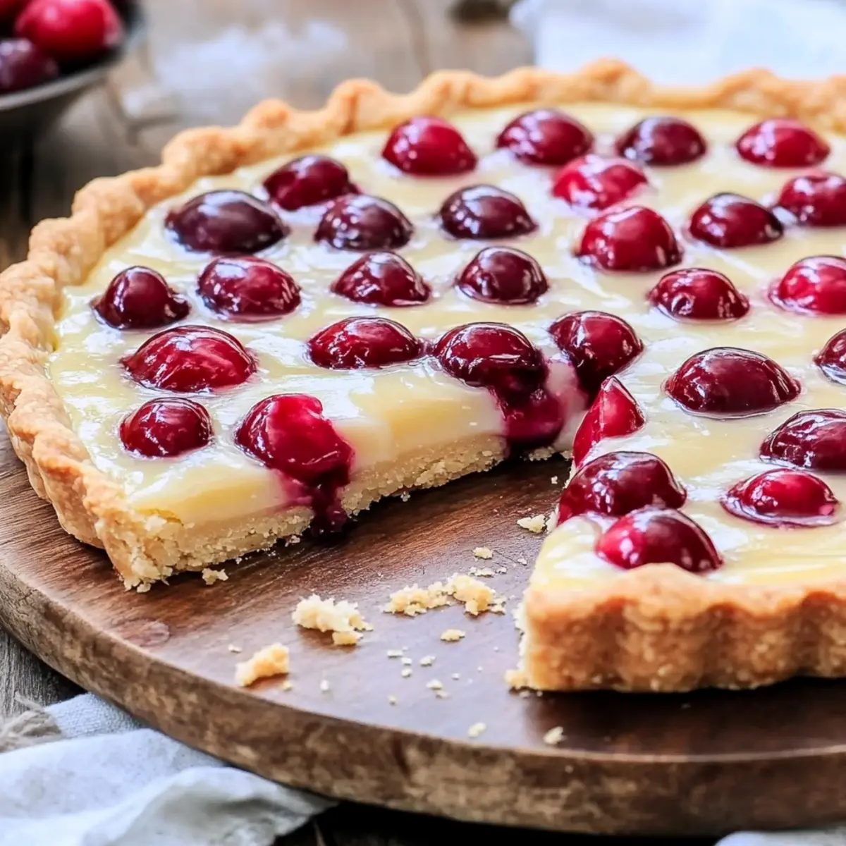 Cherry Vanilla Shortbread Tart