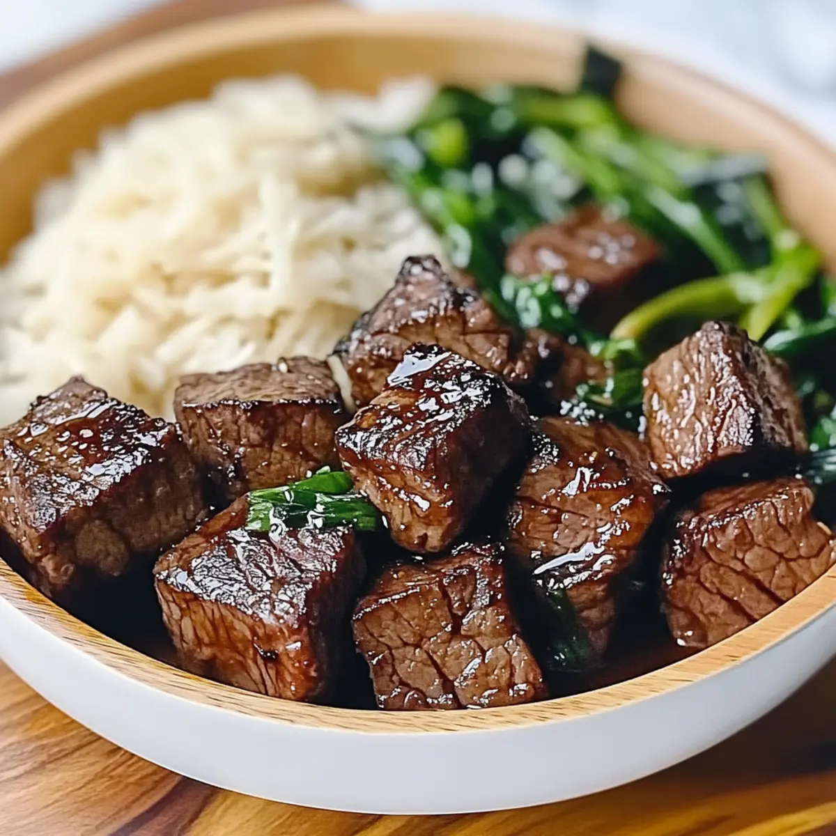 Steak Bites with Miso Ginger Dressing