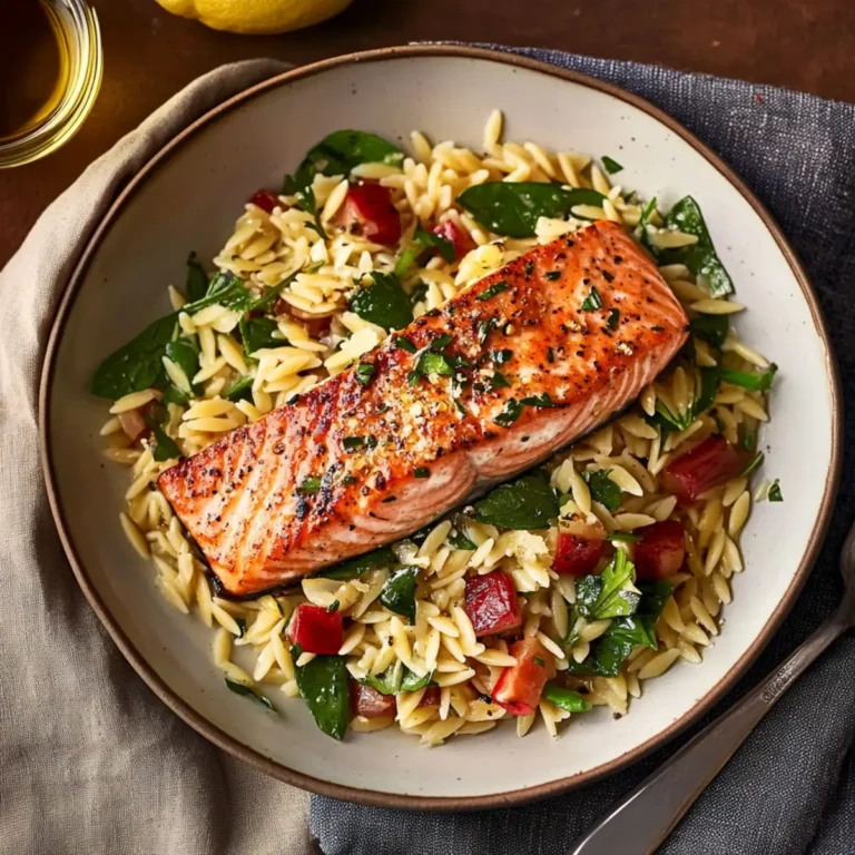 Seared Salmon with Lemon Orzo
