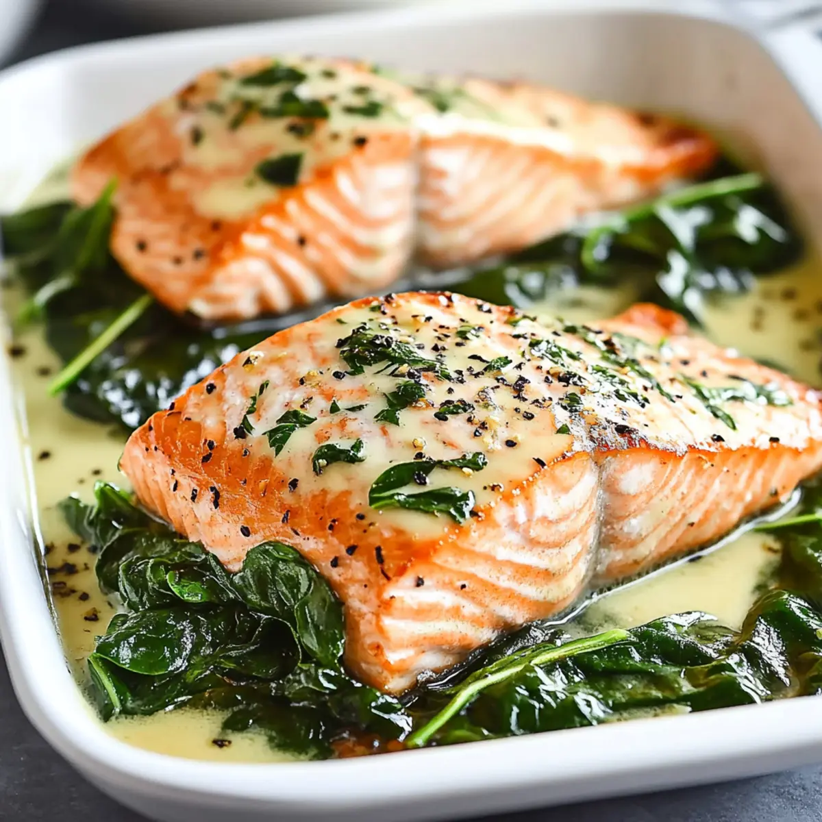 Baked Salmon with Spinach