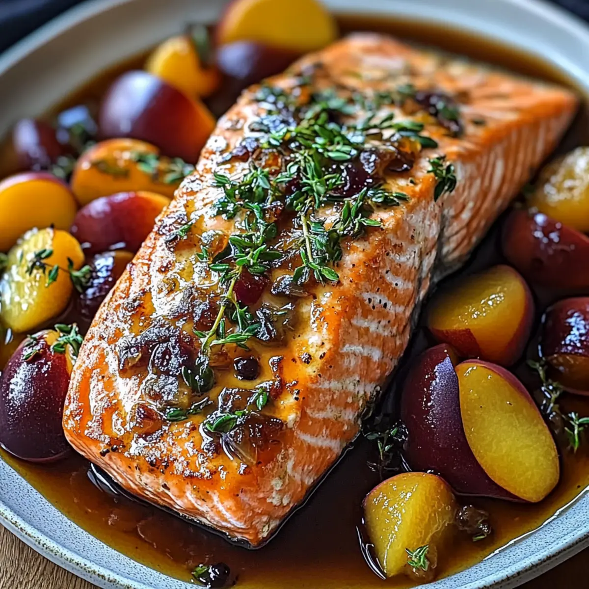 Bourbon Peach Roasted Salmon