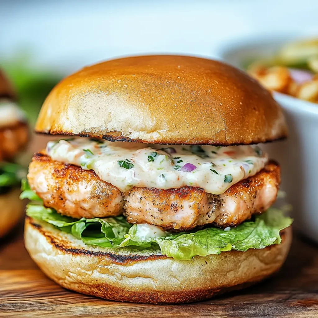 Salmon Burgers with Tartar Sauce