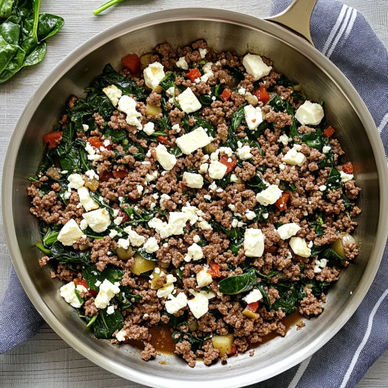 Ground Beef and Spinach Skillet with Feta: Quick Delight