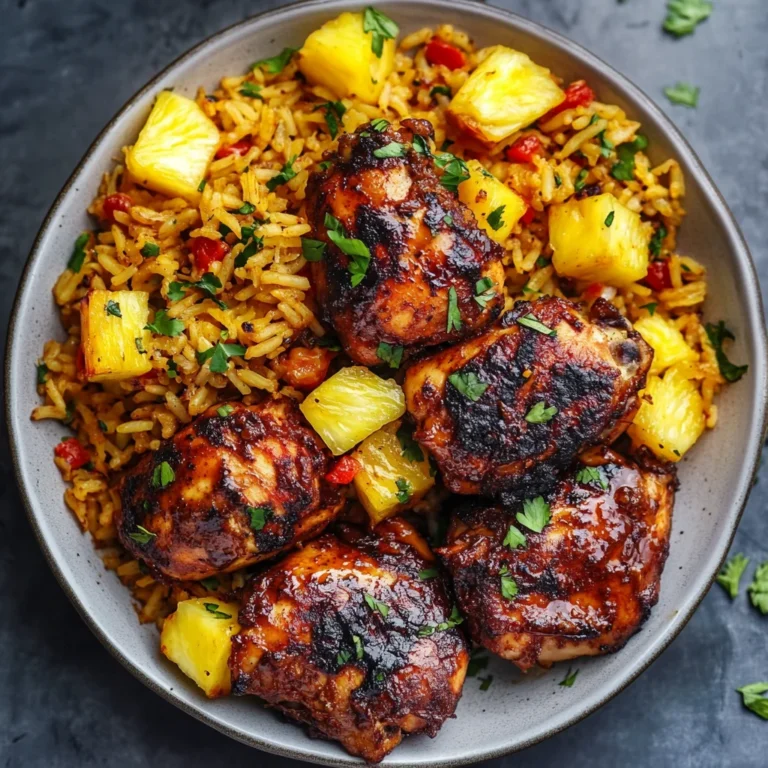 One Pan Caribbean Jerk Chicken with Pineapple-Coconut Ric…