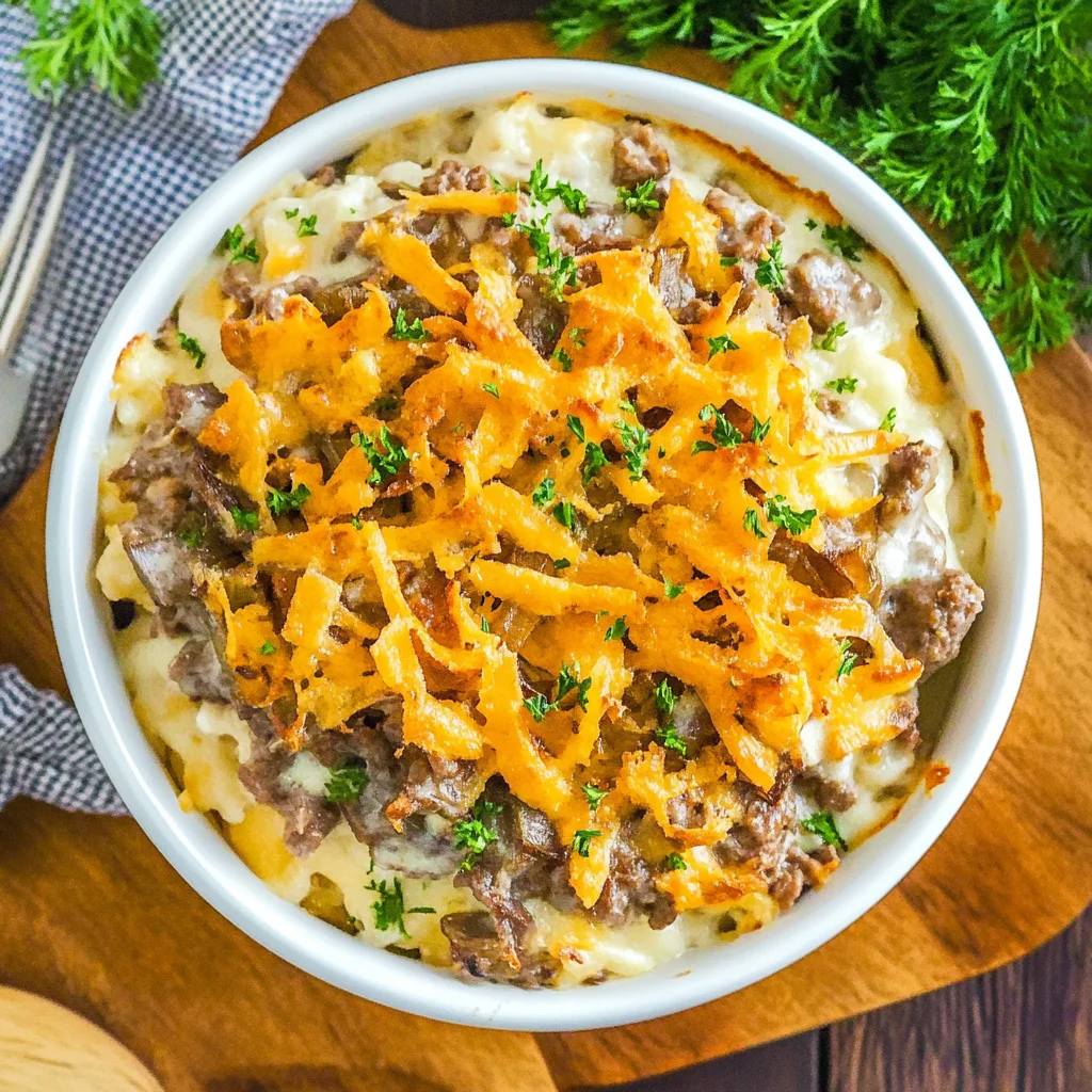 French Onion Beef Casserole: Cozy and Cheesy Delight