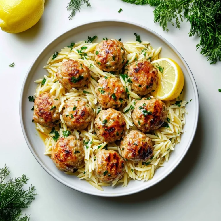 Greek Chicken Meatballs with Lemon Orzo: A Zesty Delight