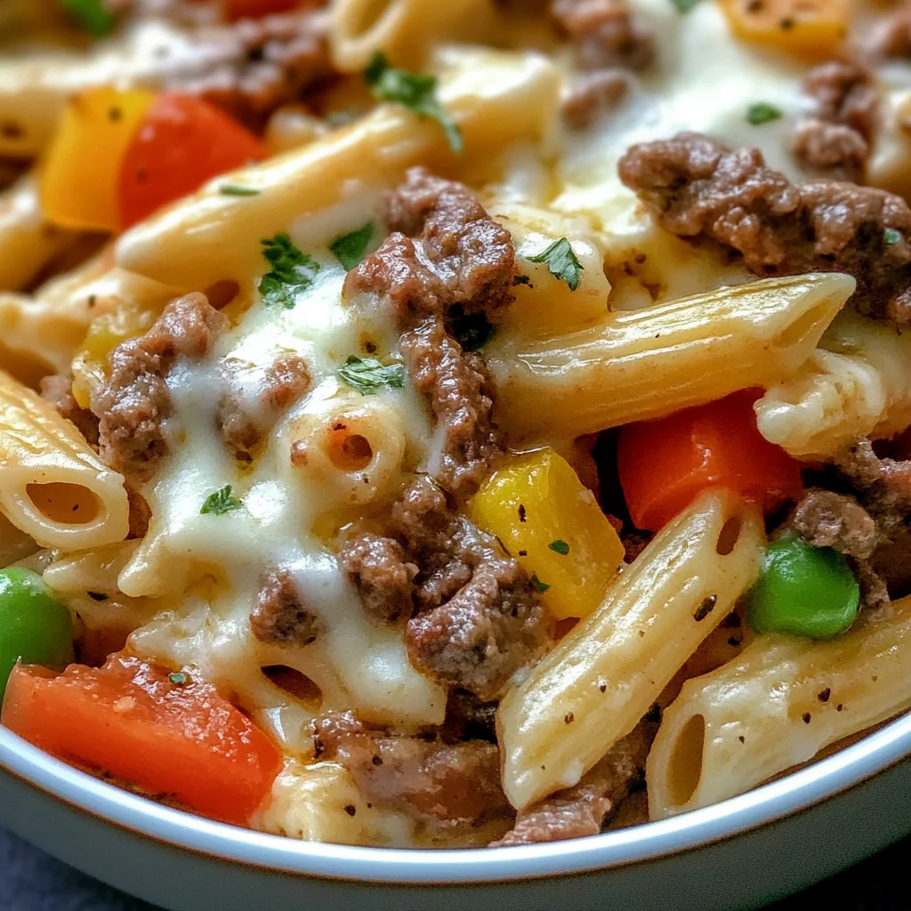 Philly Cheesesteak Pasta: Cheesy and Comforting Delight