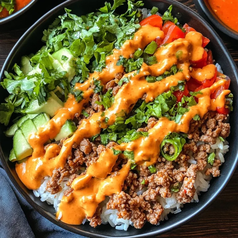 Ground Turkey Rice Bowls with Bang Bang Sauce: Satisfying…